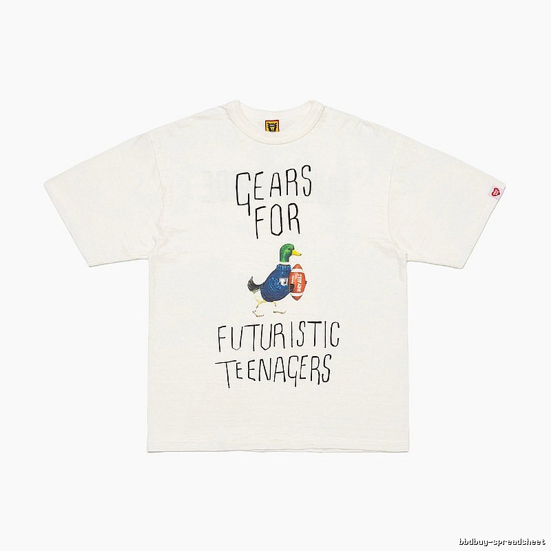 HUMAN MADE Japanese Streetwear Green Duck Printed Off-white T-shirt