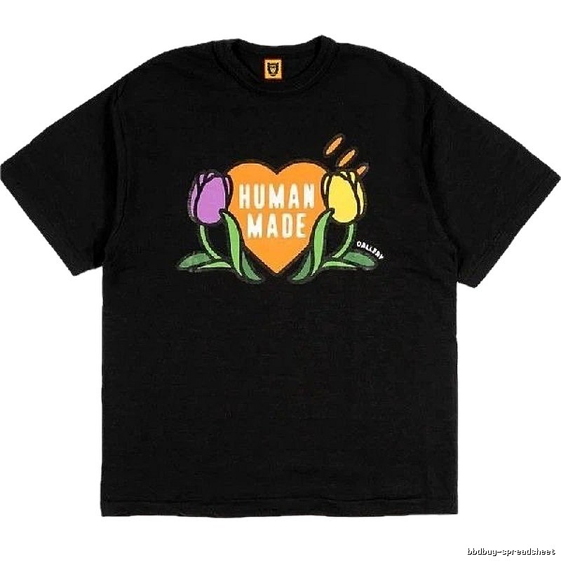 HUMAN MADE Tulip Print Vintage Style Black T-Shirt
