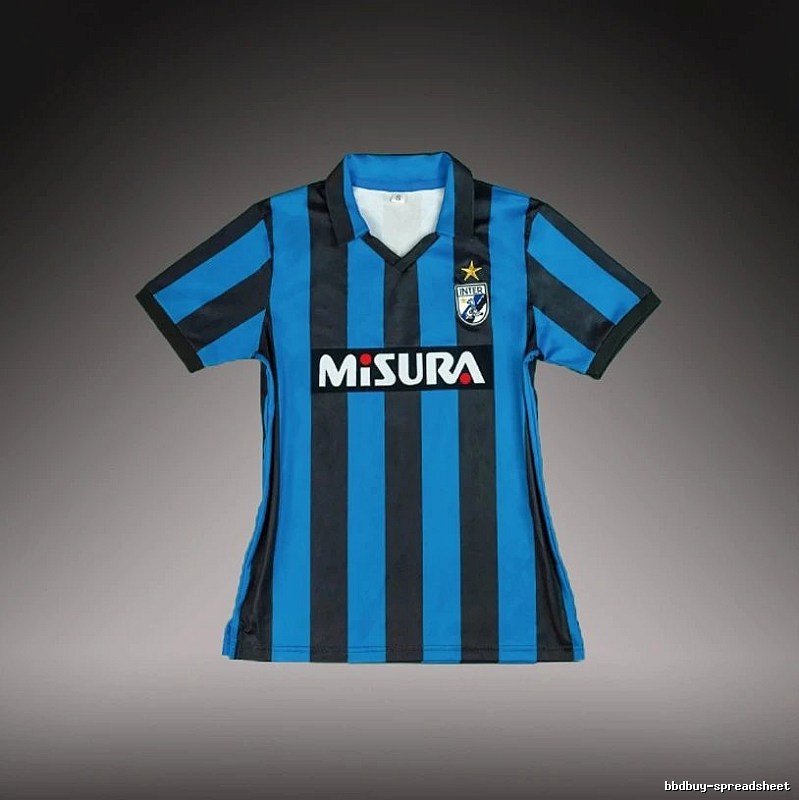 Inter Milan Casual Brehme #3 soccer jersey Blue Black Striped for Streetwear Looks