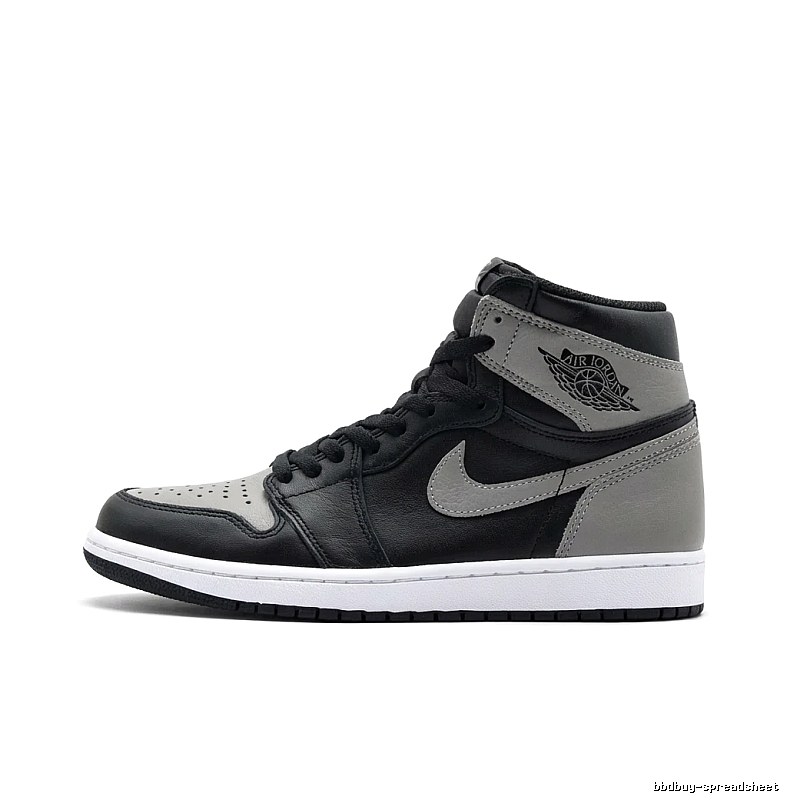 Jordan AJ1 High-Top Black and Grey Athletic Shoes
