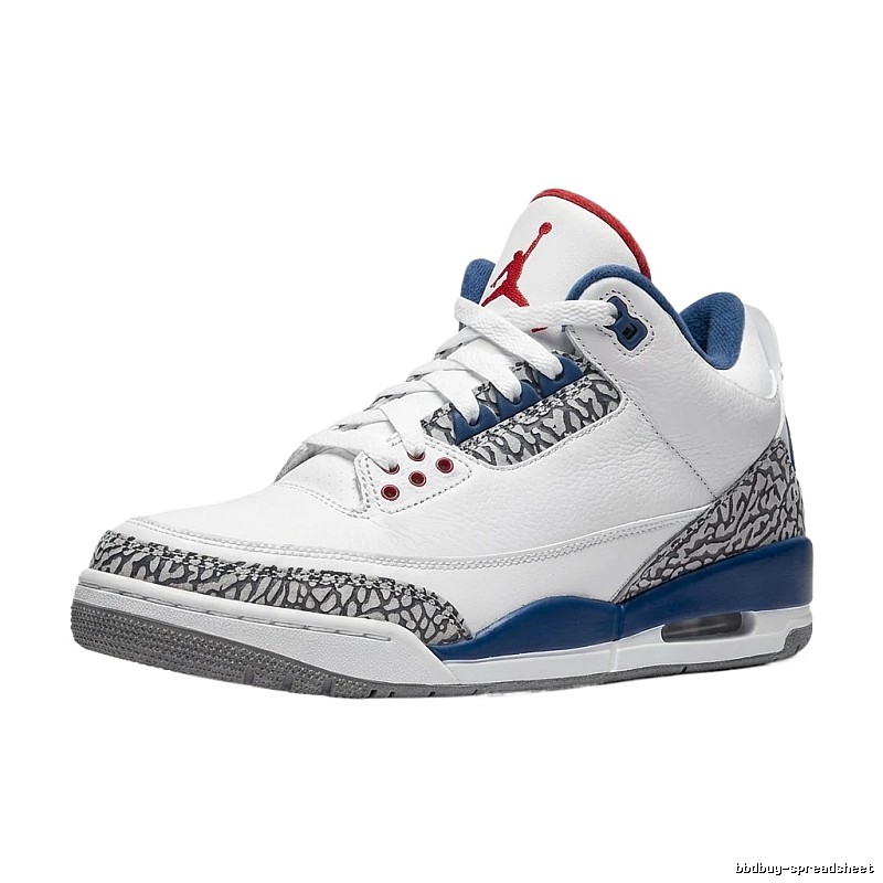 Jordan AJ3 Retro Style White and Blue Shoes