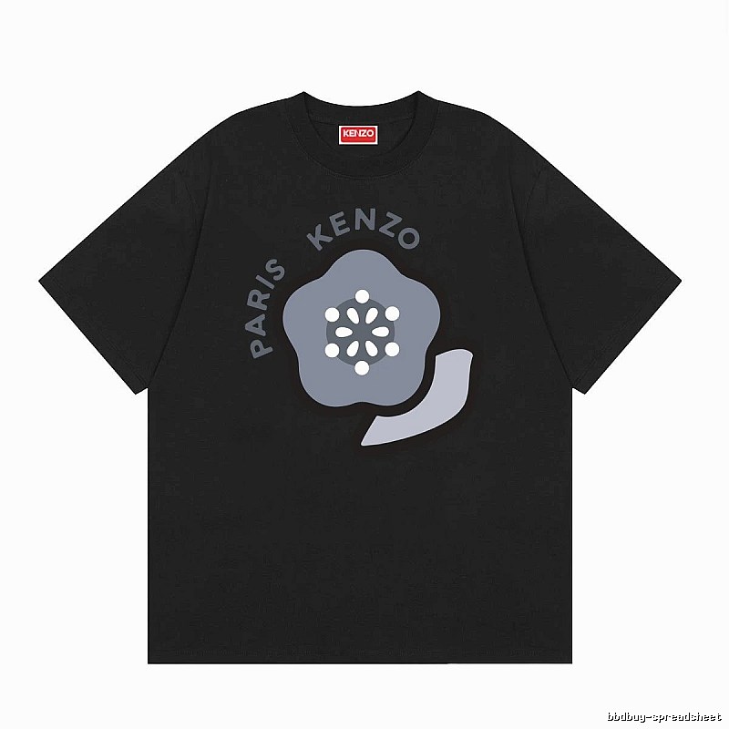 KENZO Paris Flower Casual Style Black T-Shirt