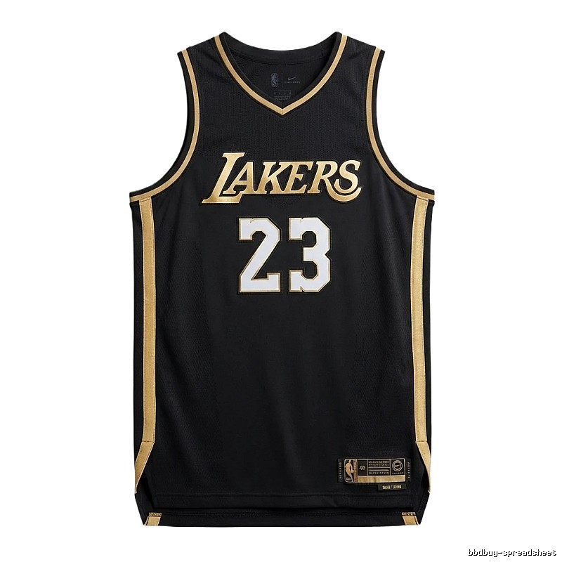 LBJ Lakers black and gold basketball uniform