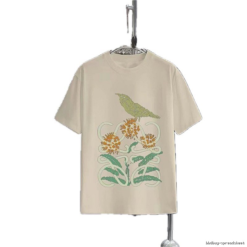 LOEWE Bird and Flower Print Casual Off-white T-shirt