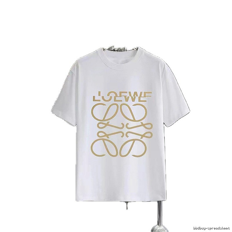 LOEWE Gold Hot-stamped Logo Light Luxury Style White T-Shirt