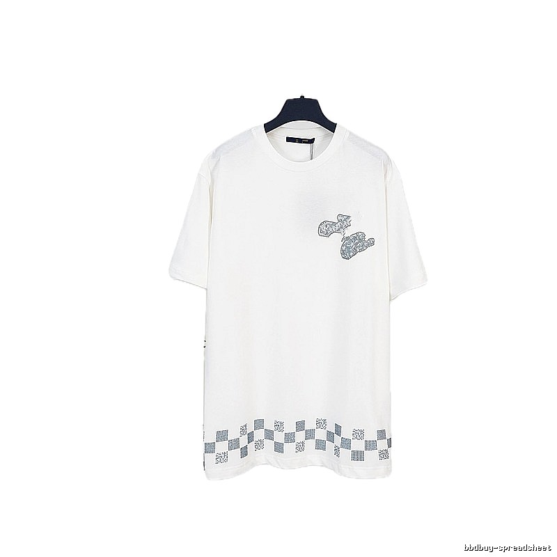 Louis Vuitton Checkerboard Casual Style White T-Shirt