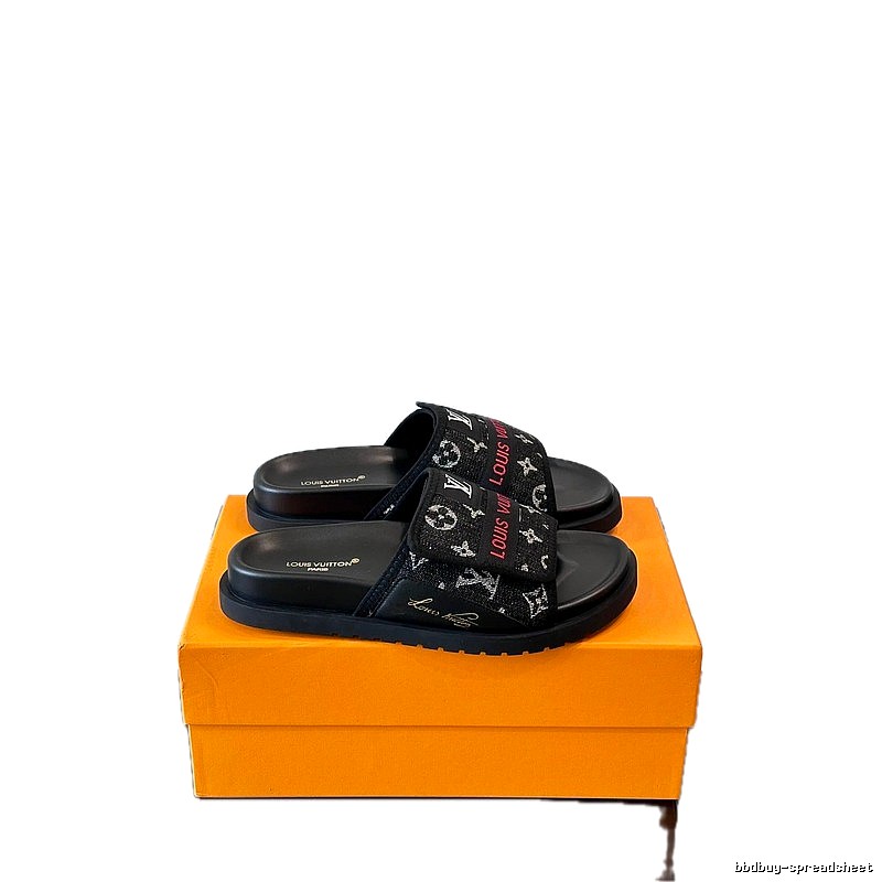 Louis Vuitton Classic Monogram Casual Style Black Slide Sandals