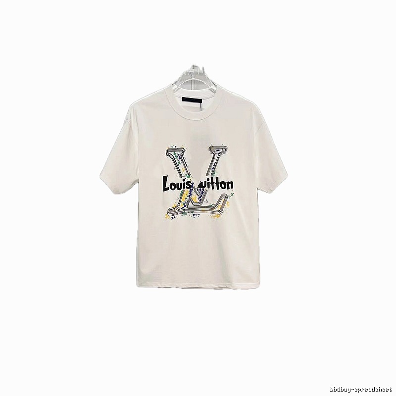 Louis Vuitton Ink-Splashing Trendy & Cool Style White Short-Sleeve T-Shirt