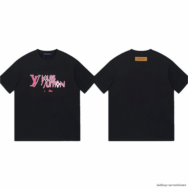 Louis Vuitton Letter Print Trendy Style Black T-shirt