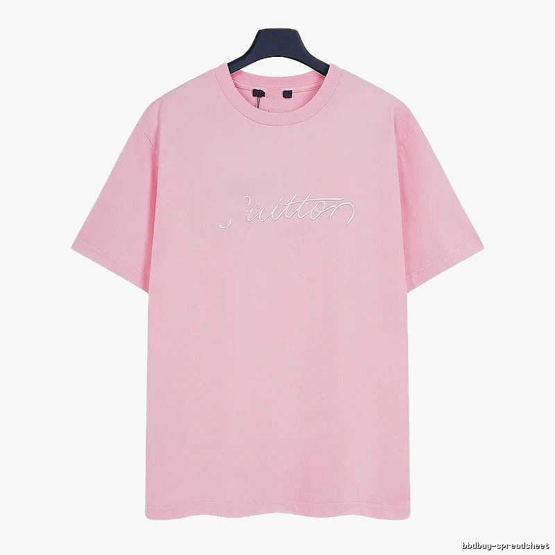 Louis Vuitton Minimalist Style Embroidered Pink T-Shirt