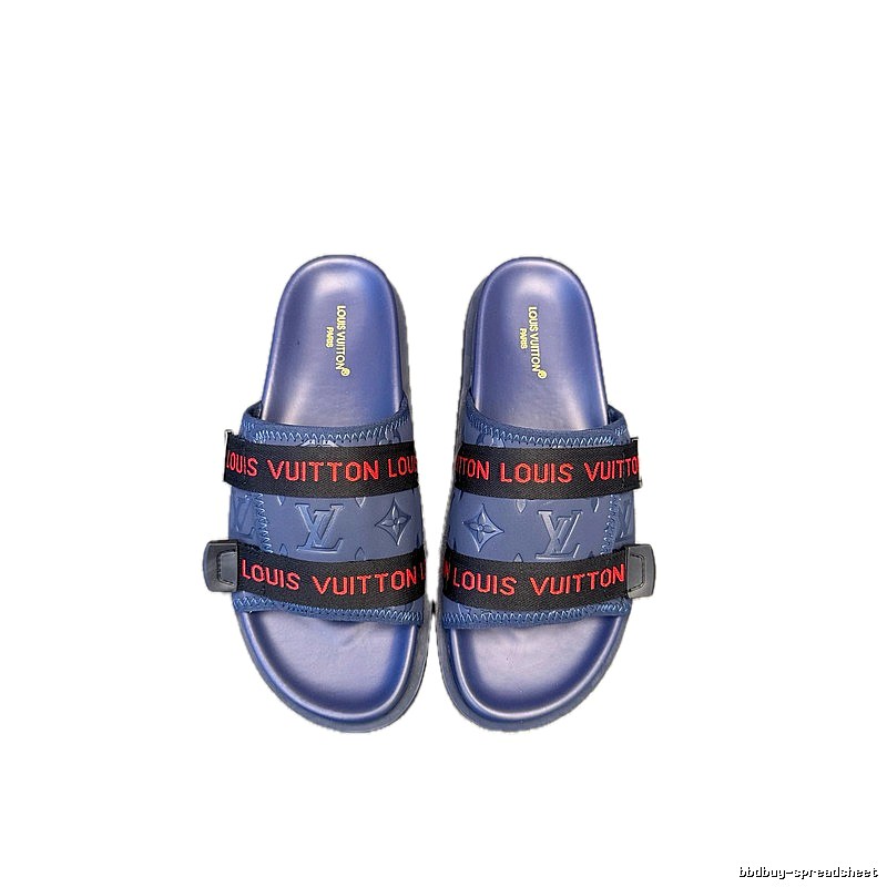 Louis Vuitton Monogram Casual Style Navy Blue Slide Sandals