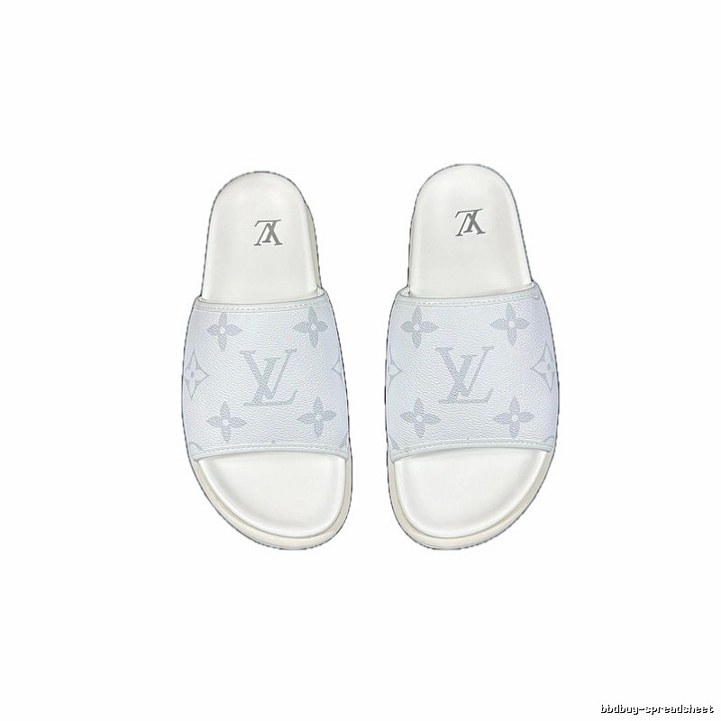 Louis Vuitton Monogram Light Luxury Style White Slide Sandals