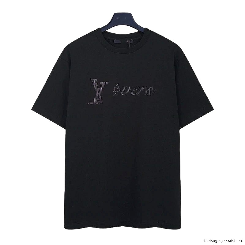 Louis Vuitton Trendy Black T-Shirt with Letter Embroidery