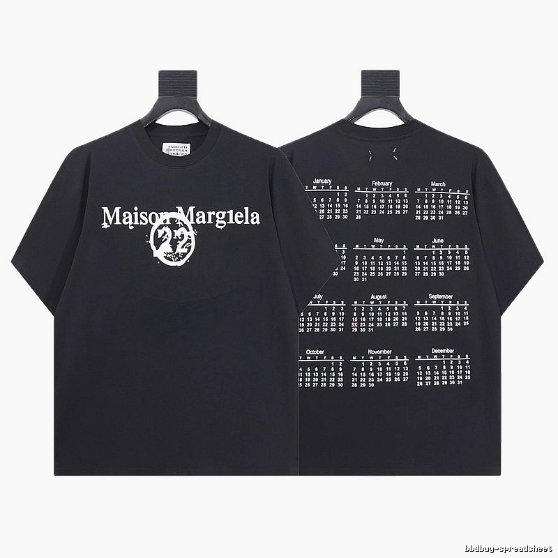 Maison Margiela Calendar Print Trendy Cool Black T-Shirt