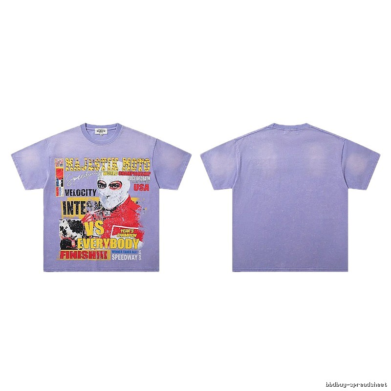 MAJESTIK Motorcycle Vintage Taro Purple Printed T-Shirt
