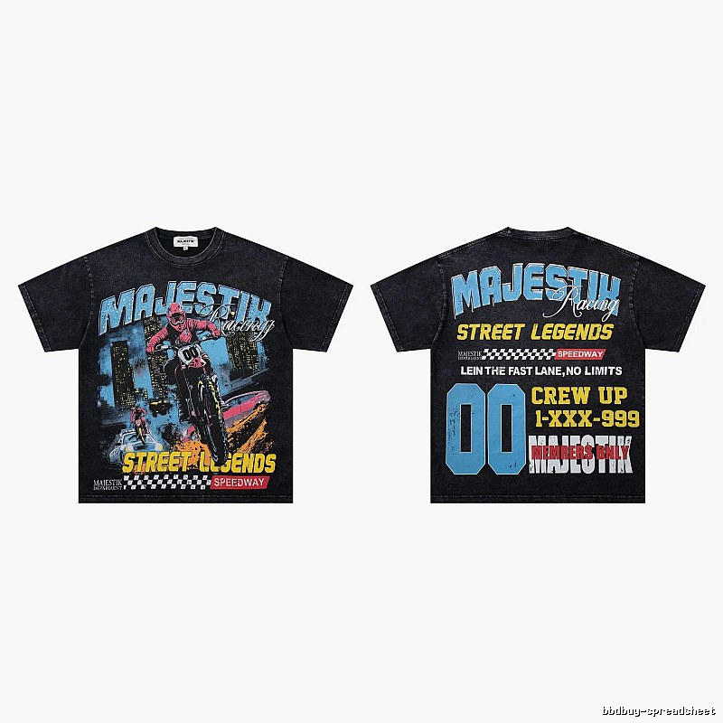 MAJESTIK Racing Vintage Street Black Short Sleeve T-Shirt