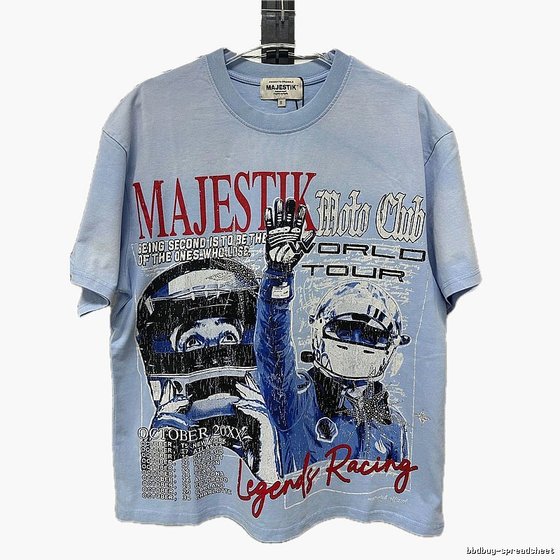 MAJESTIK Racing Vintage Style Light Blue T-Shirt