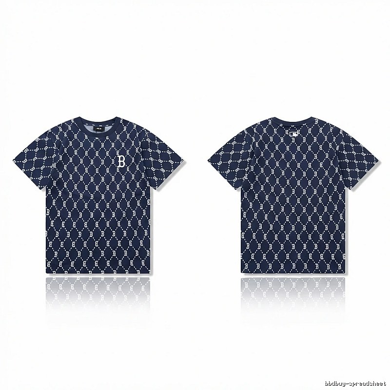MLB full - printed style navy blue T - shirt