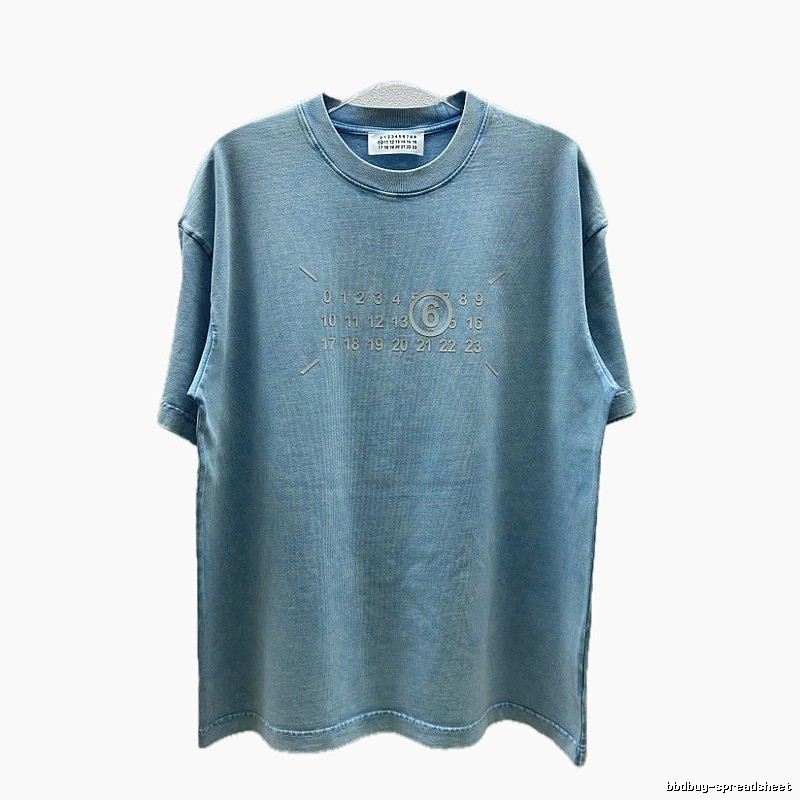 MM6 Maison Margiela Vintage Distressed Light Blue Short-Sleeve T-Shirt