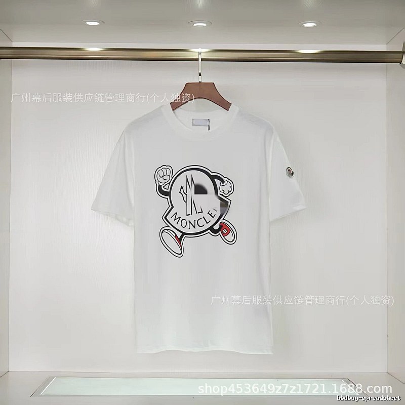 Moncler Cartoon Print Casual Style White T-Shirt
