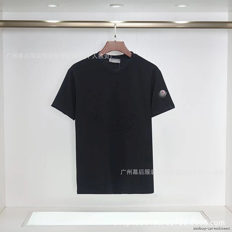 Moncler Embossed Streetwear Style Black Short-Sleeve T-Shirt