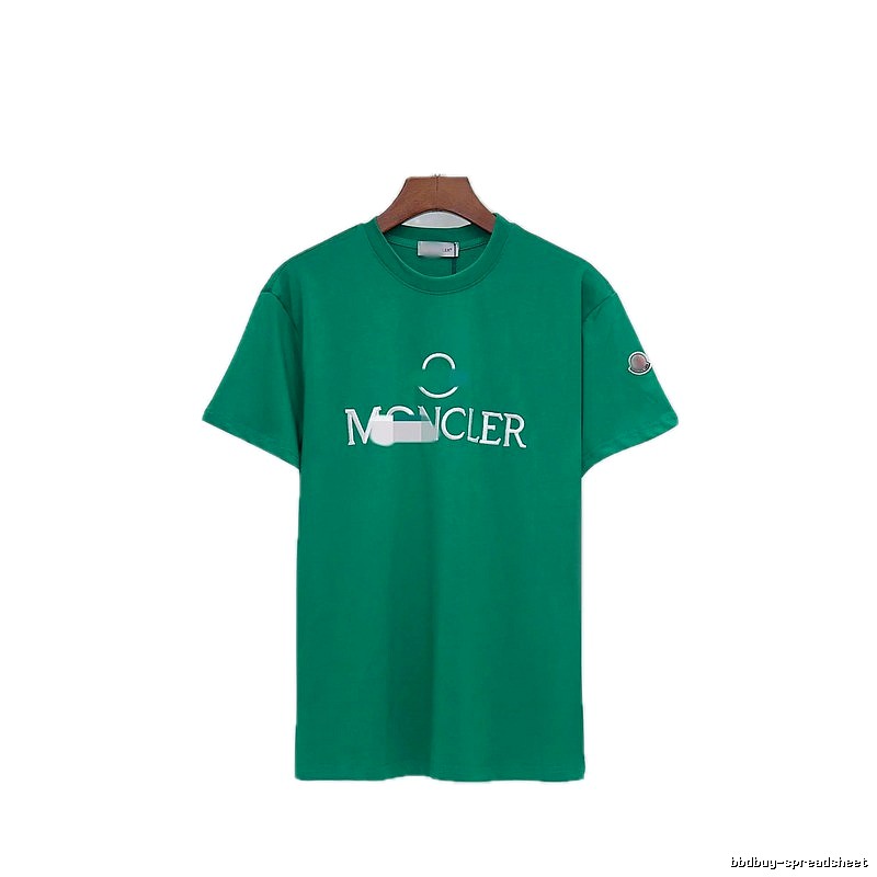 Moncler Embroidered Casual Style Green T-Shirt