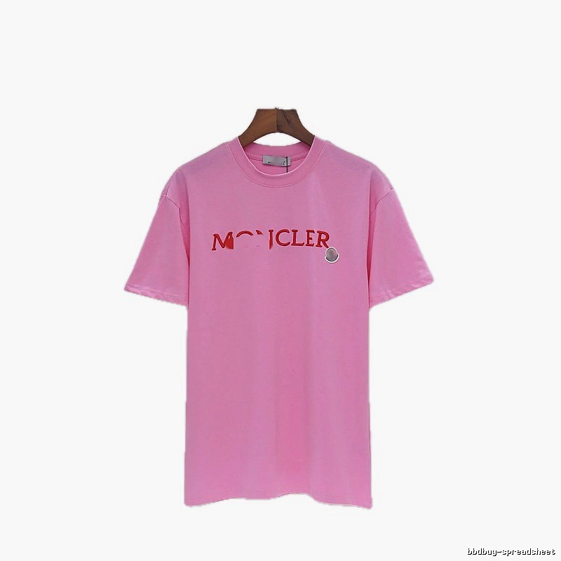 Moncler Embroidered Casual-style Pink T-Shirt