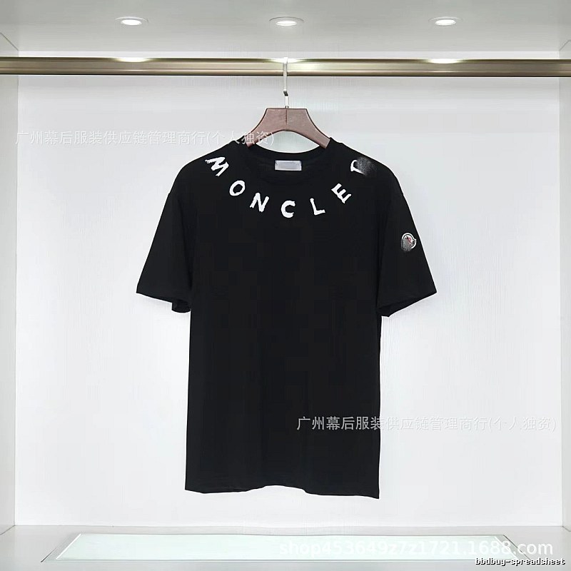 Moncler Letter Print Casual Style Black T-Shirt