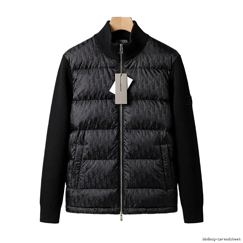 Moncler letter - printed black down jacket