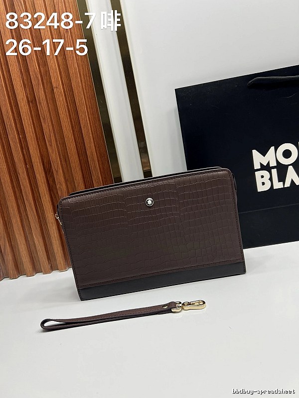 Montblanc Clutch bag Brown Textured Wrist
