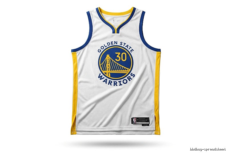 Nike Curry No.30 white, blue and yellow jersey