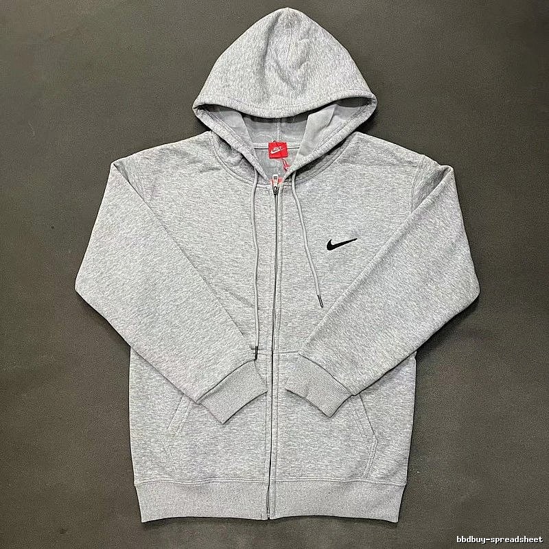 Nike Zip-Front Design Gray Zip Hoodie Daily Styling Swoosh