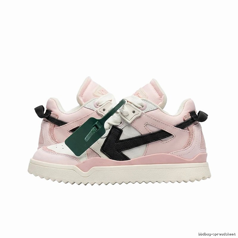 Off-White Deconstructed Style Pink and White Sports Shoes