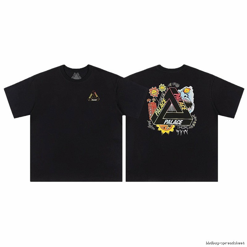 Palace Triangle Graffiti Street Style Black Short-sleeved T-shirt