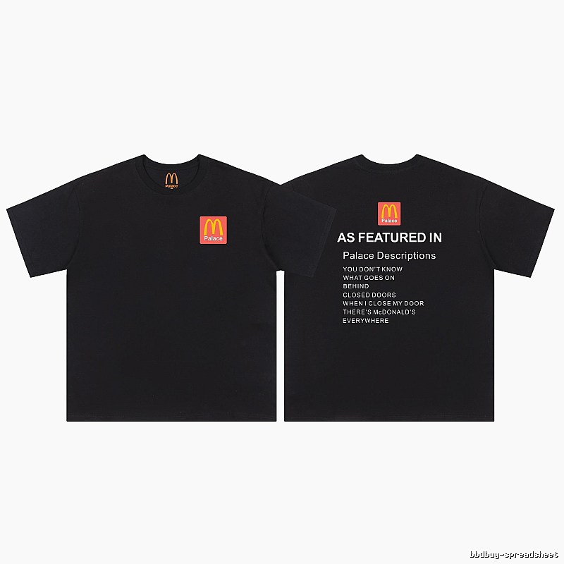 Palace x McDonald's Co-branded Street Style Black T-shirt