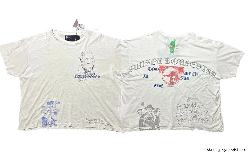 Paly Hollywood Sunset Collection Vintage Distressed Off-white T-shirt