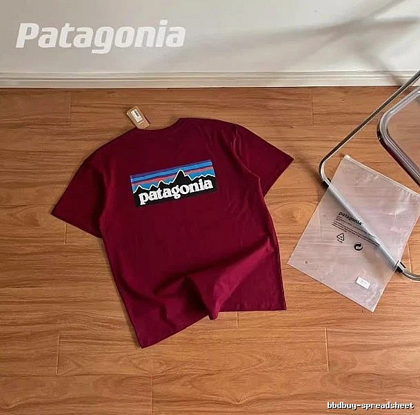 Patagonia Burgundy Red Logo T-Shirt Warm Weather Graphic