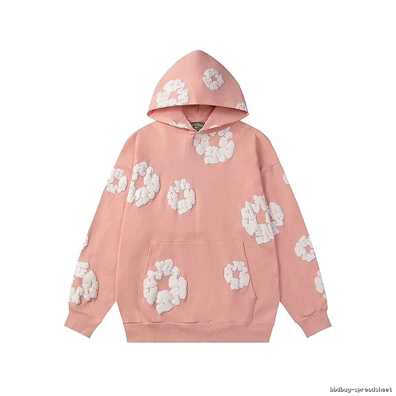 Peach Pink Floral Pullover Hoodie