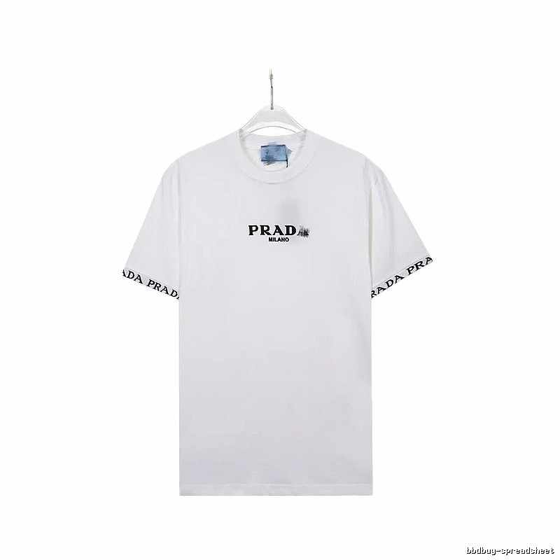 Prada Classic Webbing Minimalist Style White T-Shirt