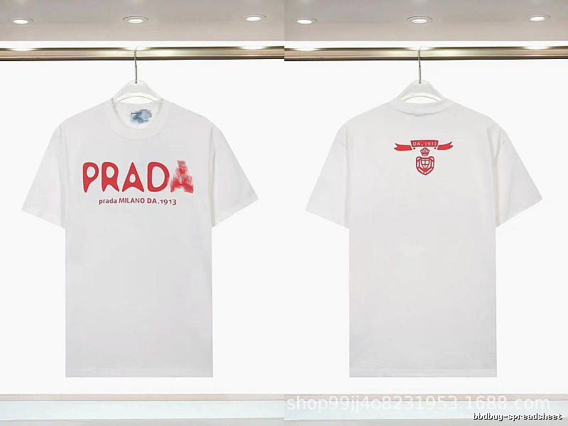 Prada Graffiti Collection Casual Style White Short-sleeve T-shirt