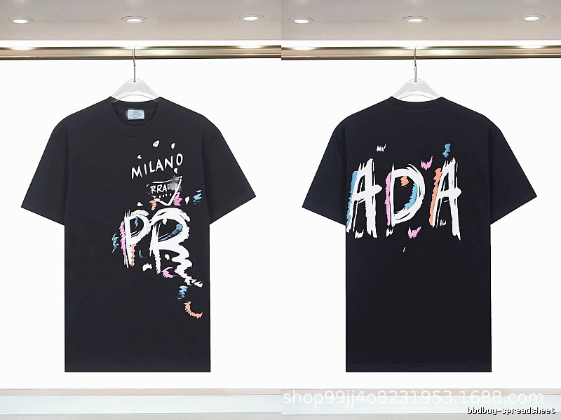 Prada Graffiti Collection Street Style Black T-Shirt