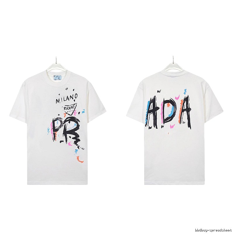 Prada Graffiti Street Style White Short-sleeved T-shirt