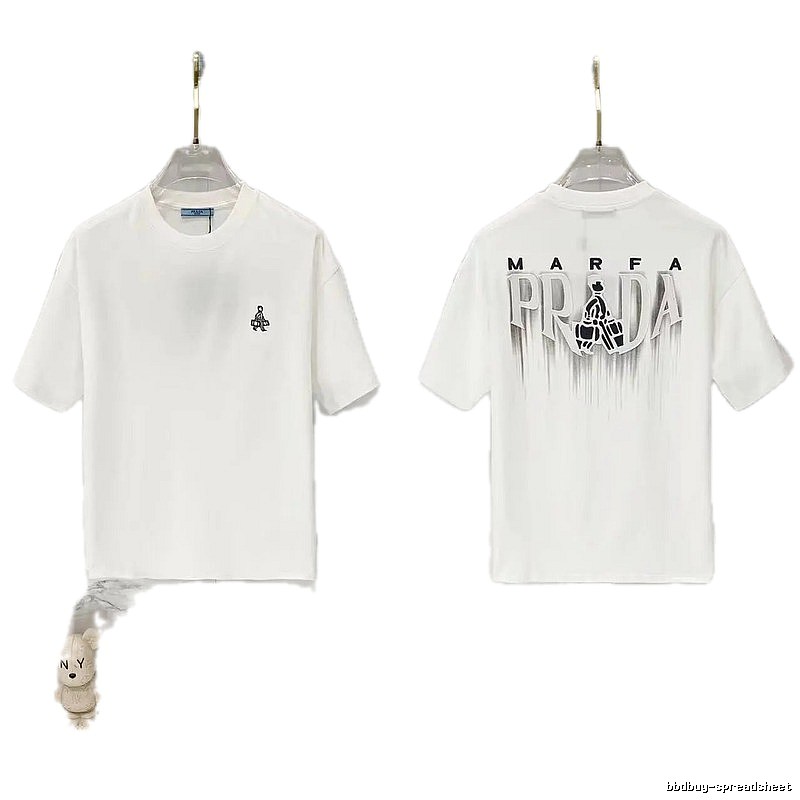 Prada MARFA Streetwear Style White Short-Sleeve T-Shirt
