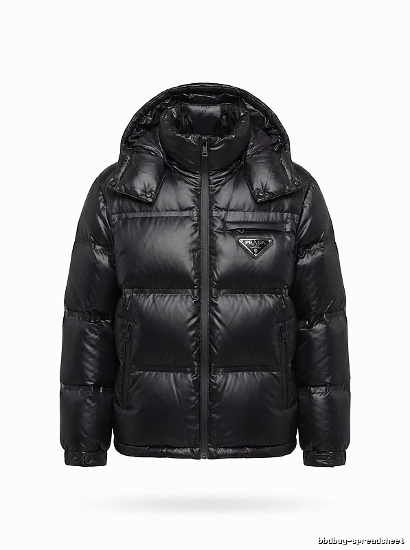 Prada triangle logo black down jacket