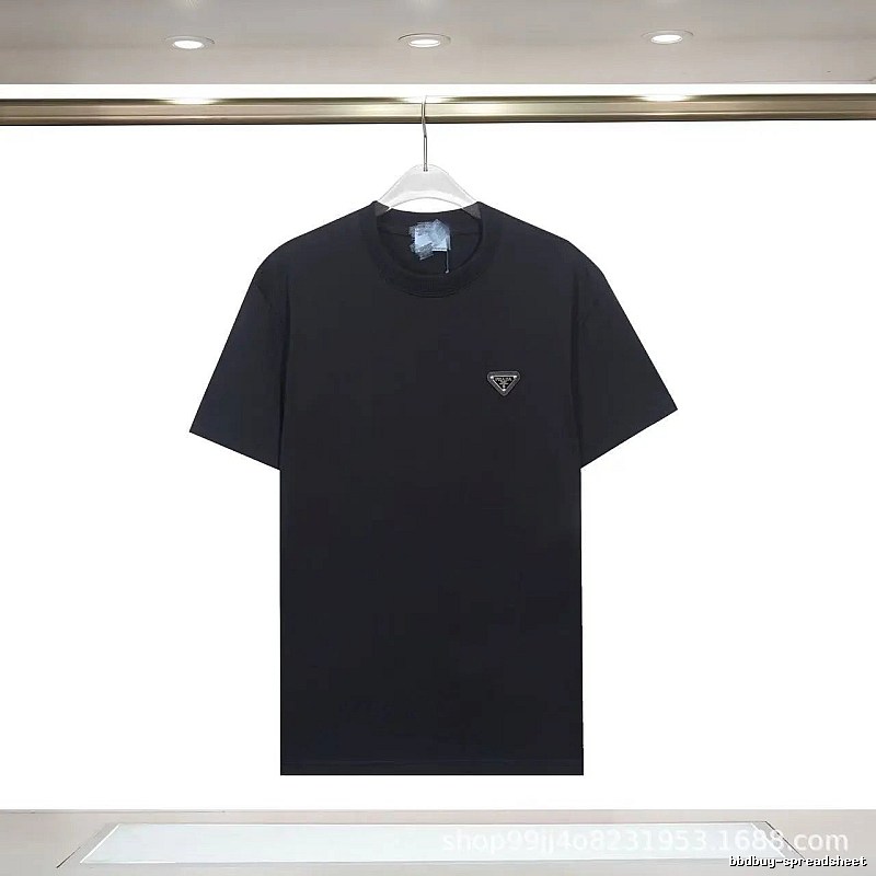 Prada Triangle-Logo Minimalist Black T-Shirt