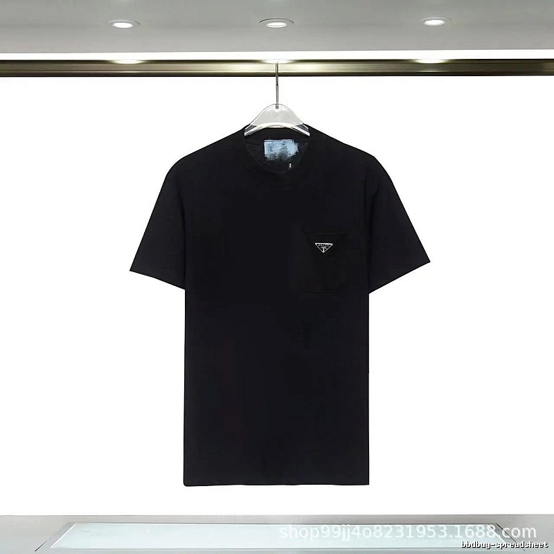 Prada Triangle Logo Minimalist Style Black Short-sleeve T-shirt