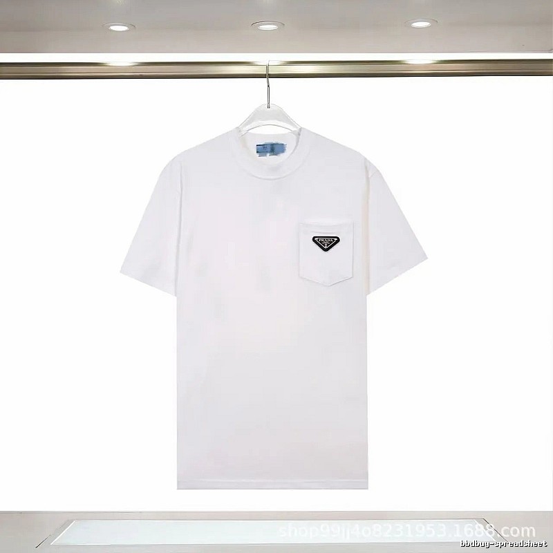 Prada Triangle Logo Minimalist Style White T-Shirt