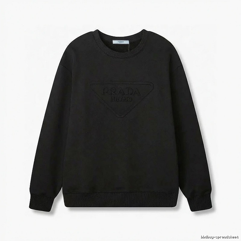 Prada triangular logo simple black sweatshirt