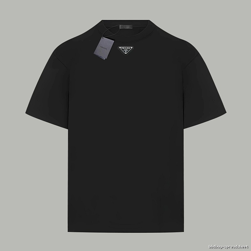 Prada Triangular Logo Simple Black T-shirt
