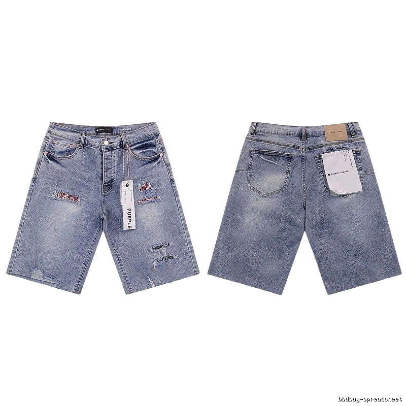 PurpleGodspeed Distressed Light Blue Denim Shorts